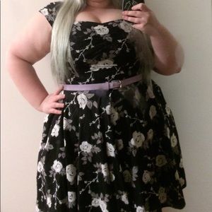 Natalia Hell Bunny Black Floral Dress
